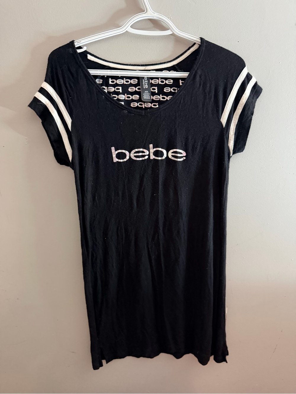 Bebe sleepwear black striped sleeve lounge y2k dress